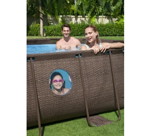 Каркасный бассейн Bestway Ротанг 56946 (488х305х107 см) с песочным фильтром, лестницей и защитным тентом