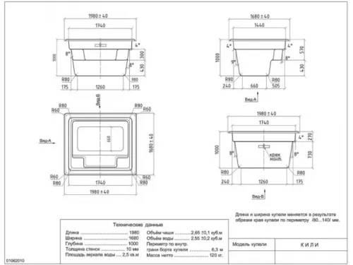 Композитная купель Кили 1,98*1,68*1,00 м., Франмер