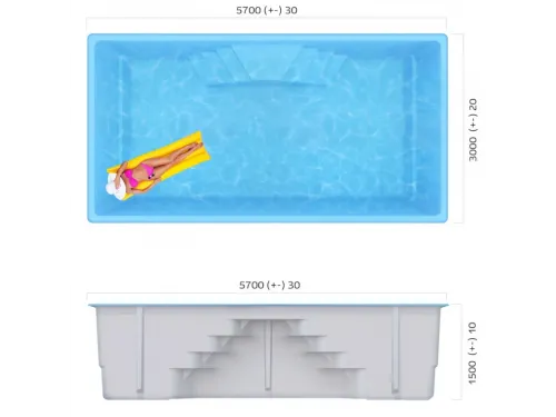 Композитный бассейн Бон 5,7*3,0*1,5 м. Франмер