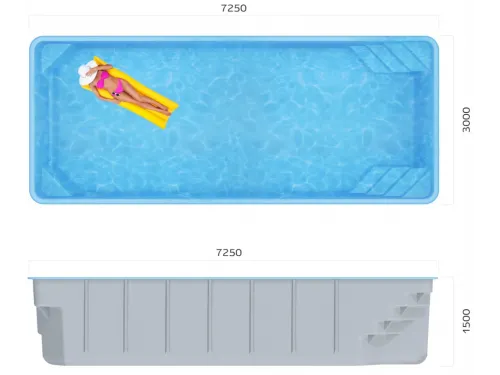 Композитный бассейн Кан 7,25*3,0*1,5 м. Франмер