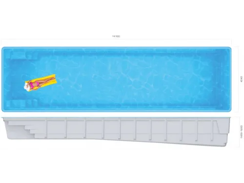 Композитный бассейн Порто 14,1*4,04*1,4-1,85 м. Франмер