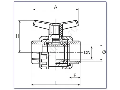 Кран шаровый разъемный д. 50 Coraplax