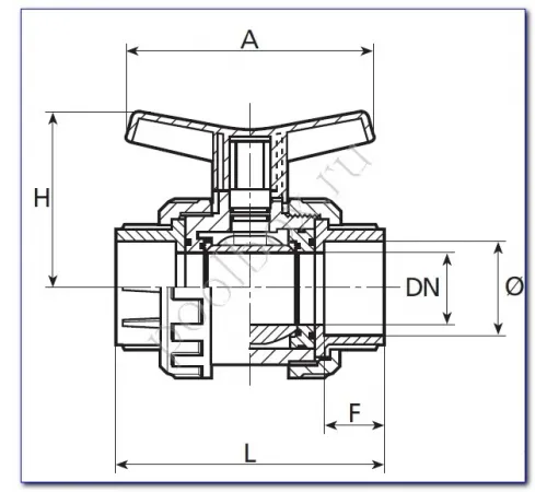 Кран шаровый разъемный д. 50 Coraplax