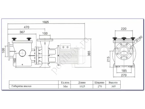 Насос (159 м3/ч, 10.7 кВт/ч, 380В) Kripsol Kriptоn KRF-1260В