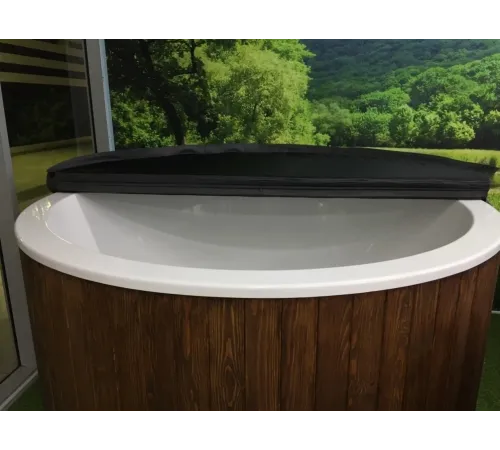 Купель композитная Polar Spa Корнер 130 с отделкой из дерева, 130*130*110 см.