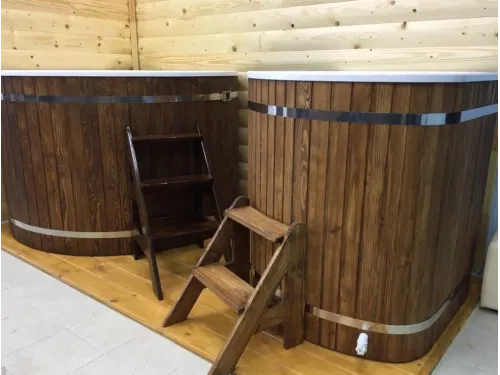 Купель композитная Polar Spa Стандарт 68 с отделкой из дерева, 130*68*110 см.