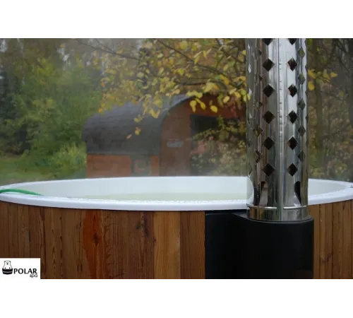 Купель композитная Polar Spa Корнер 130 с отделкой из дерева, 130*130*110 см.