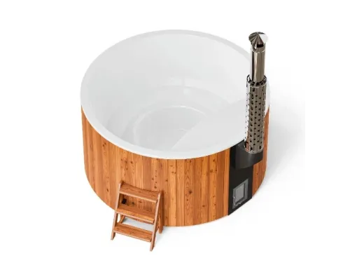 Купель композитная Polar Spa Элит 220 с отделкой из дерева и печью, д.220*110 см.