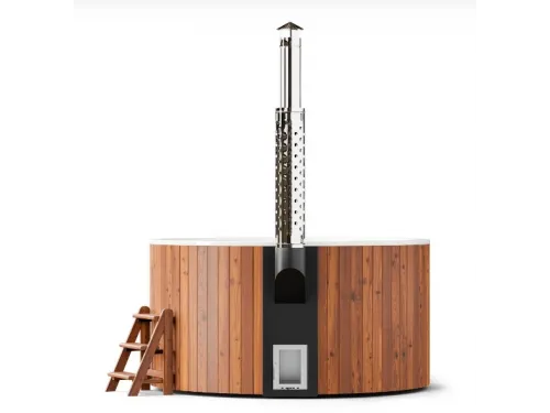 Купель композитная Polar Spa Элит 220 с отделкой из дерева и печью, д.220*110 см.