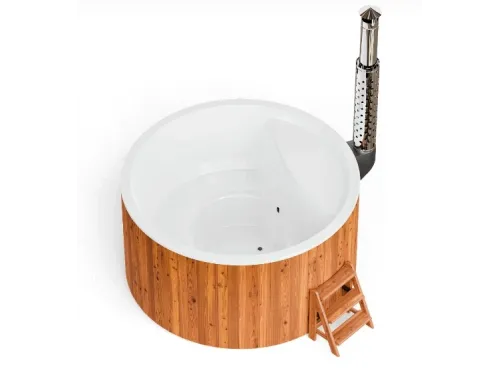 Купель композитная Polar Spa Элит 220 с отделкой из дерева и печью, д.220*110 см.