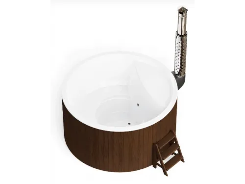 Купель композитная Polar Spa Элит 220 с отделкой из дерева и печью, д.220*110 см.