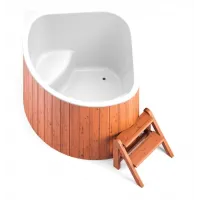 Купель композитная Polar Spa Корнер 130 с отделкой из дерева, 130*130*110 см.