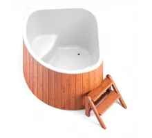 Купель композитная Polar Spa Корнер 130 с отделкой из дерева, 130*130*110 см.