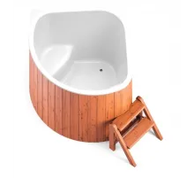Купель композитная Polar Spa Корнер 130 с отделкой из дерева, 130*130*110 см.