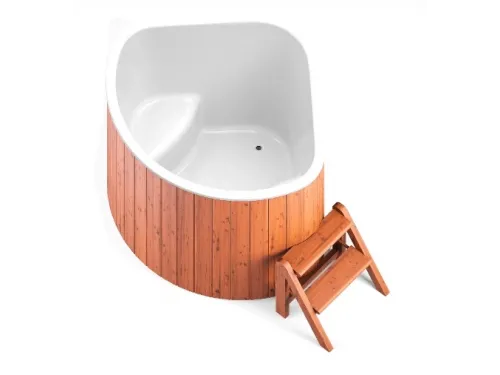 Купель композитная Polar Spa Корнер 130 с отделкой из дерева, 130*130*110 см.