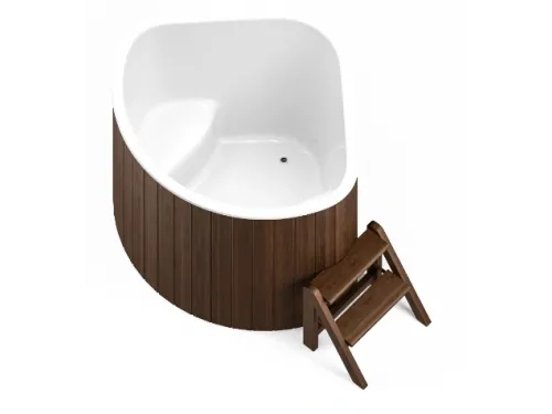 Купель композитная Polar Spa Корнер 130 с отделкой из дерева, 130*130*110 см.