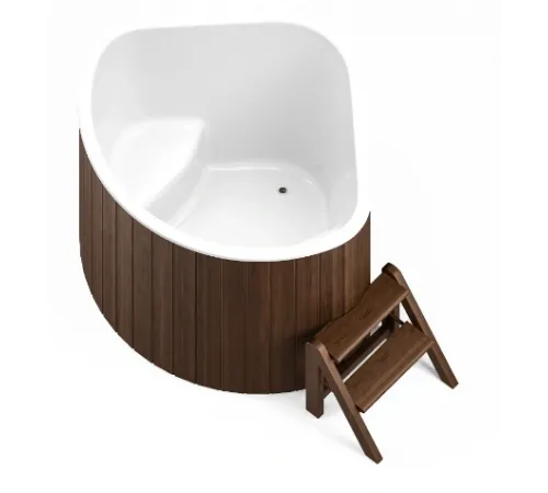 Купель композитная Polar Spa Корнер 130 с отделкой из дерева, 130*130*110 см.