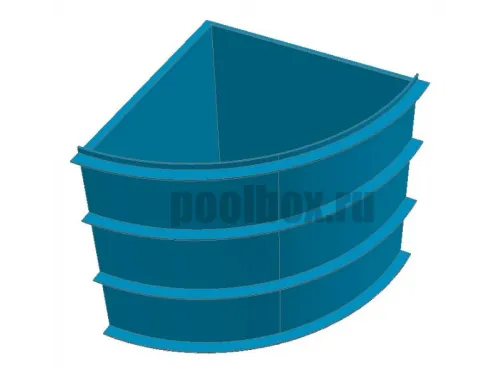 Полипропиленовая купель 1,5 х 1,5 х 1,5 м., четверть круга