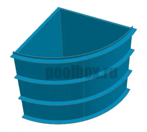 Полипропиленовая купель 1,5 х 1,5 х 1,5 м., четверть круга