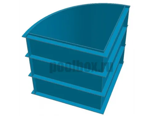 Полипропиленовая купель 1,5 х 1,5 х 1,5 м., четверть круга