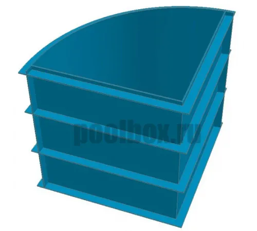 Полипропиленовая купель 1,5 х 1,5 х 1,5 м., четверть круга