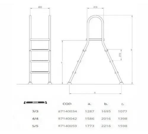 Лестница 3+3 ст. (стремянка) Hayward EEP3HF
