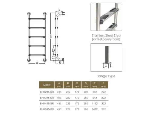 Лестница 3 ст. (без поручней) Aquaviva BHK315-SR AISI-304