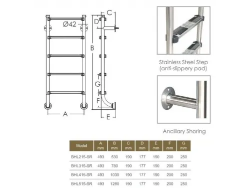 Лестница 3 ст. (без поручней) Aquaviva BHL315-SR AISI-304