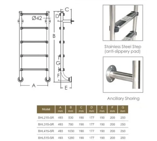 Лестница 3 ст. (без поручней) Aquaviva BHL315-SR AISI-304