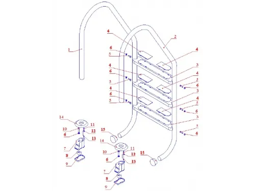 Лестница 3 ст. (ш.б.) Flexinox STANDARD из нержавеющей стали AISI-304