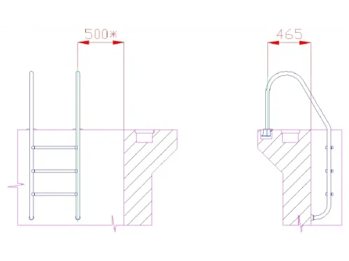 Лестница 3 ст. (ш.б.) Flexinox STANDARD из нержавеющей стали AISI-304