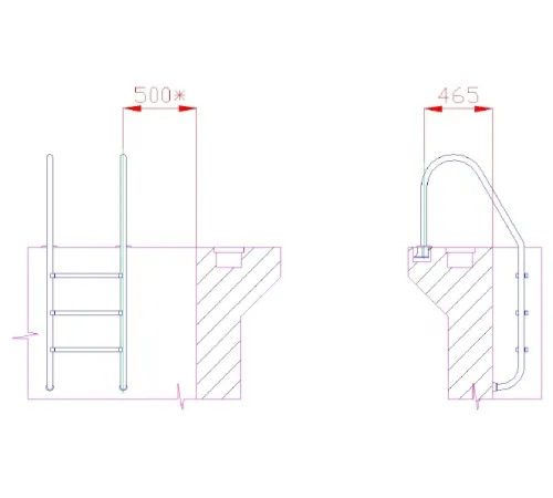 Лестница 3 ст. (ш.б.) Flexinox STANDARD из нержавеющей стали AISI-316