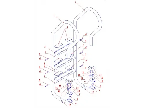 Лестница 3 ст. (у.б.) Flexinox PARALLEL из нержавеющей стали AISI-304