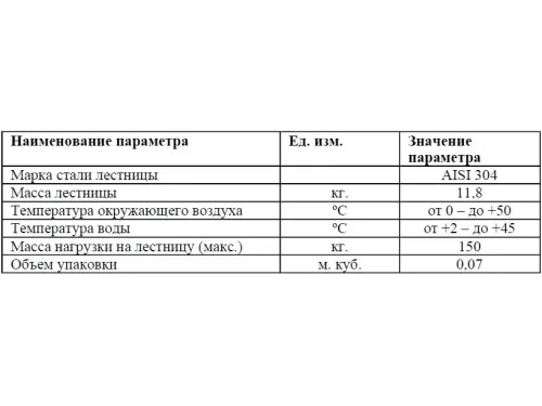 Лестница 3 ст. (у.б.) Flexinox WALL из нержавеющей стали AISI-304