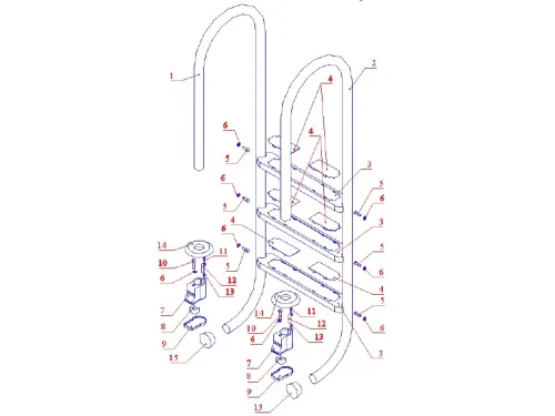 Лестница 3 ст. (у.б.) Flexinox WALL из нержавеющей стали AISI-304