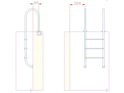 Лестница 3 ст. (у.б.) Flexinox WALL из нержавеющей стали AISI-304