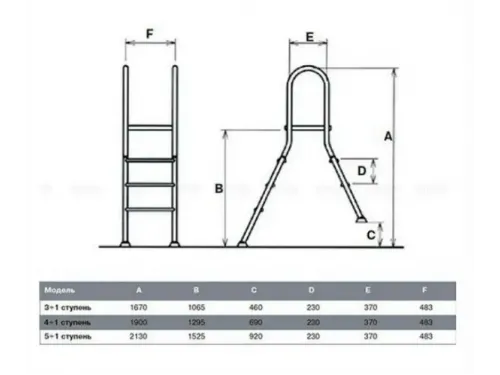 Лестница 4+1 ст. (стремянка) Hayward ESP4HF