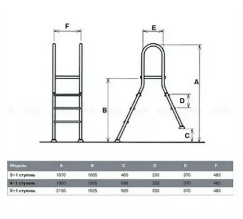 Лестница 4+1 ст. (стремянка) Hayward ESP4HF