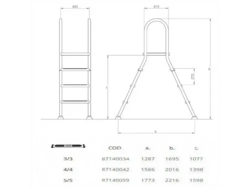 Лестница 4+4 ст. (стремянка) Hayward EEP4HF 