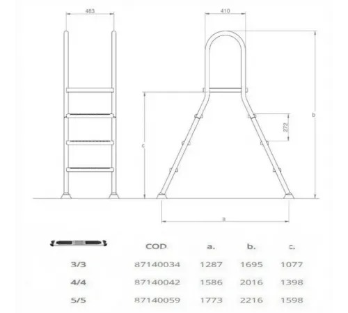 Лестница 4+4 ст. (стремянка) Hayward EEP4HF 