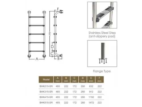 Лестница 4 ст. (без поручней) Aquaviva BHK415-SR AISI-304