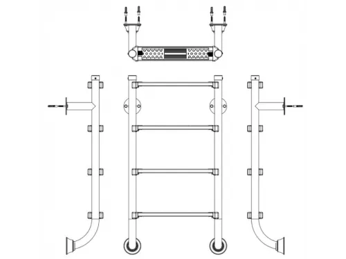 Лестница 4 ст. (без поручней) Aquaviva BHL415-SR AISI-304