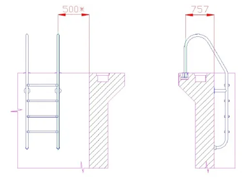 Лестница 4 ст. (ш.б.) Flexinox OVERFLOW из нержавеющей стали AISI-304
