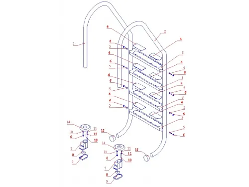 Лестница 4 ст. (ш.б.) Flexinox STANDARD из нержавеющей стали AISI-316