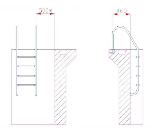 Лестница 4 ст. (ш.б.) Flexinox STANDARD из нержавеющей стали AISI-316