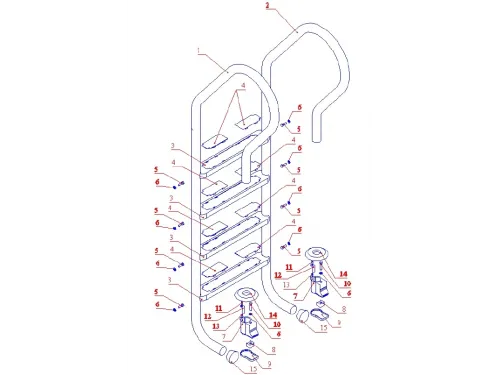 Лестница 4 ст. (у.б.) Flexinox PARALLEL из нержавеющей стали AISI-304