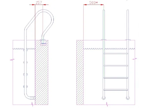 Лестница 4 ст. (у.б.) Flexinox PARALLEL из нержавеющей стали AISI-304