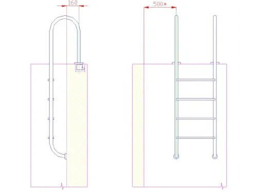 Лестница 4 ст. (у.б.) Flexinox WALL из нержавеющей стали AISI-304