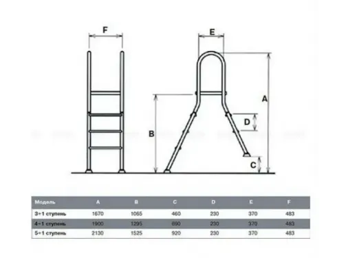 Лестница 5+1 ст. (стремянка) Hayward ESP5HF