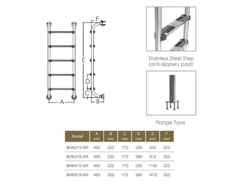 Лестница 5 ст. (без поручней) Aquaviva BHK515-SR AISI-304